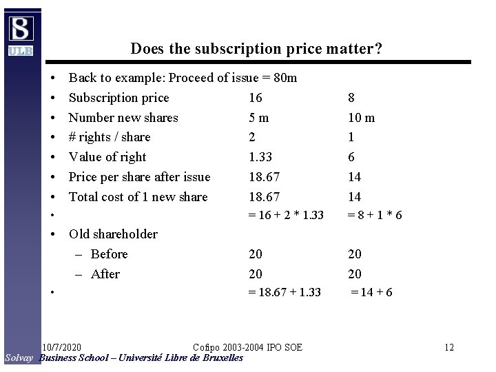 Does the subscription price matter? • • Back to example: Proceed of issue =