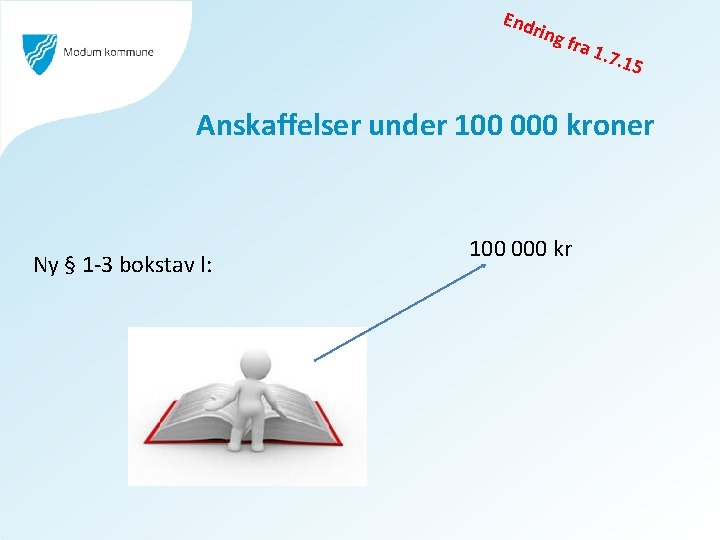 End ri ng f ra 1 . 7. 1 5 Anskaffelser under 100 000