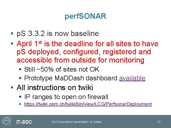 perf. SONAR § p. S 3. 3. 2 is now baseline § April 1