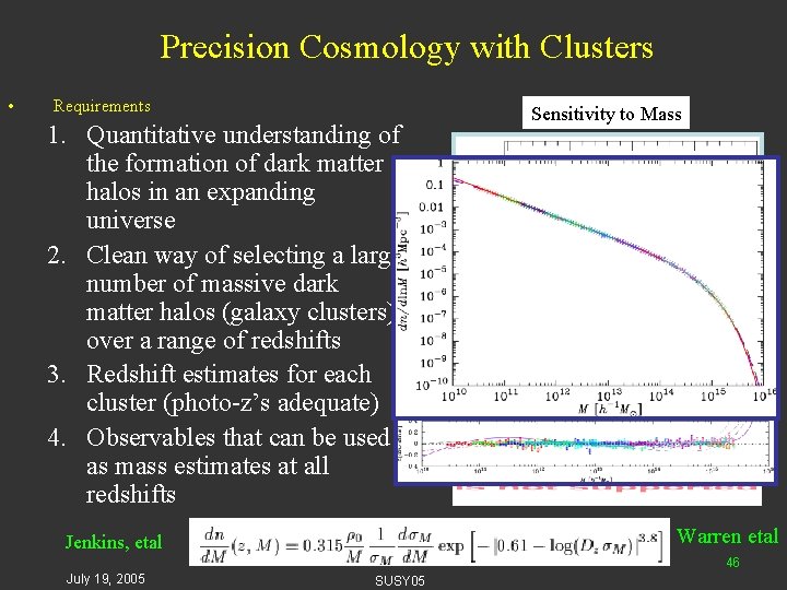Precision Cosmology with Clusters • Requirements 1. Quantitative understanding of the formation of dark