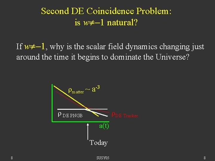 Second DE Coincidence Problem: is w 1 natural? If w 1, why is the