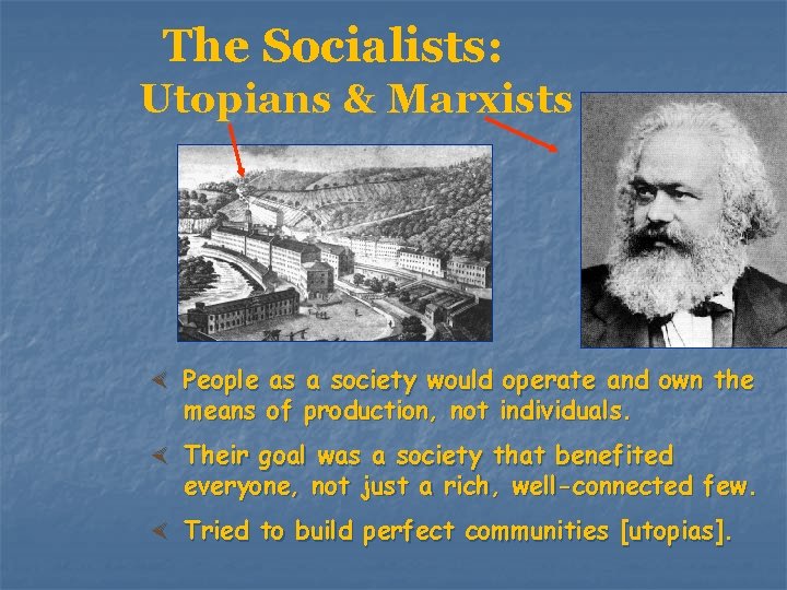 The Socialists: Utopians & Marxists × People as a society would operate and own