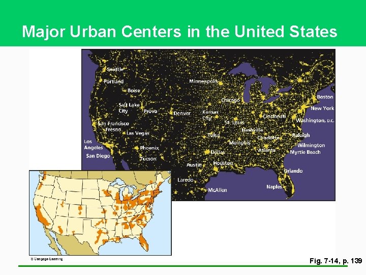 Major Urban Centers in the United States Fig. 7 -14, p. 139 