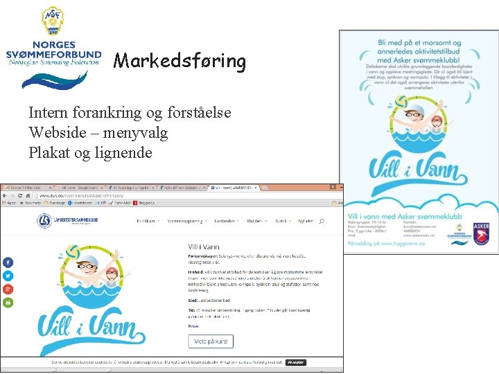 Markedsføring Intern forankring og forståelse Webside – menyvalg Plakat og lignende 