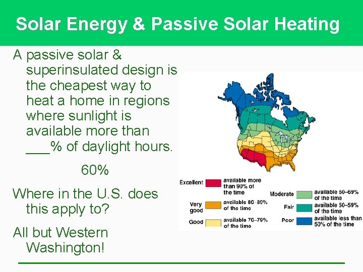 Solar Energy & Passive Solar Heating A passive solar & superinsulated design is the
