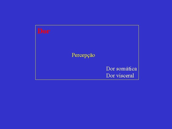 Dor Percepção Dor somática Dor visceral 