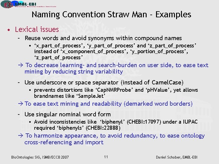 Naming Convention Straw Man - Examples • Lexical issues – Reuse words and avoid