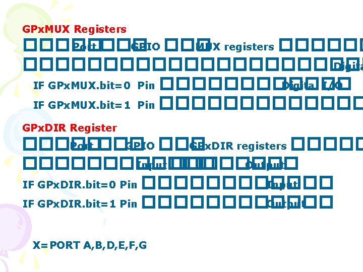 GPx. MUX Registers ����� Port ��� GPIO ��� MUX registers �������������� Digita IF GPx.