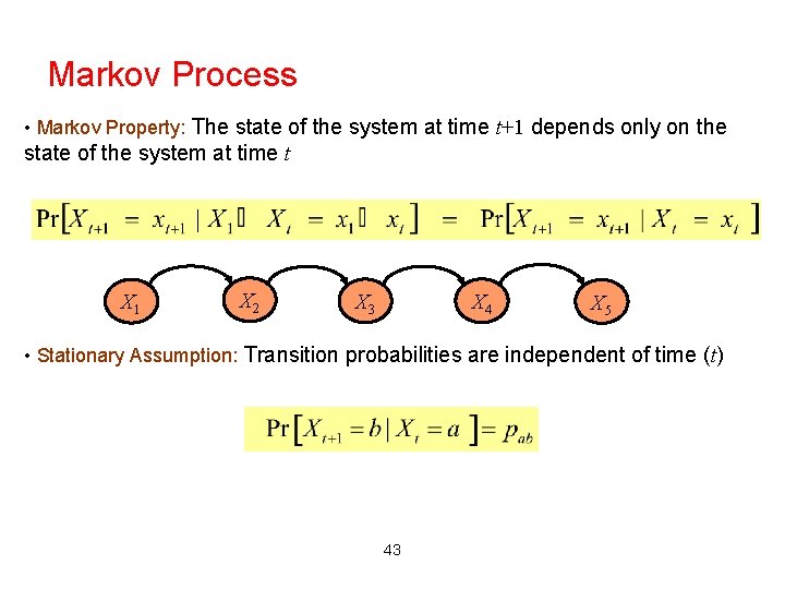 Markov Process • Markov Property: The state of the system at time t+1 depends Markov Process • Markov Property: The state of the system at time t+1 depends