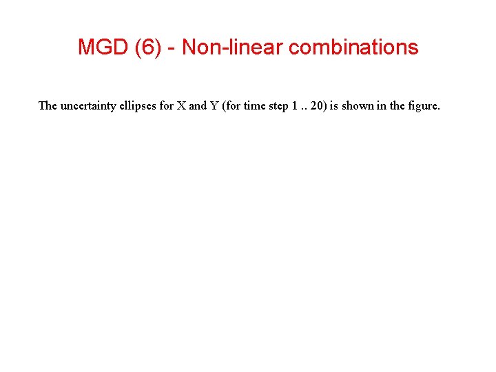 MGD (6) - Non-linear combinations The uncertainty ellipses for X and Y (for time MGD (6) - Non-linear combinations The uncertainty ellipses for X and Y (for time