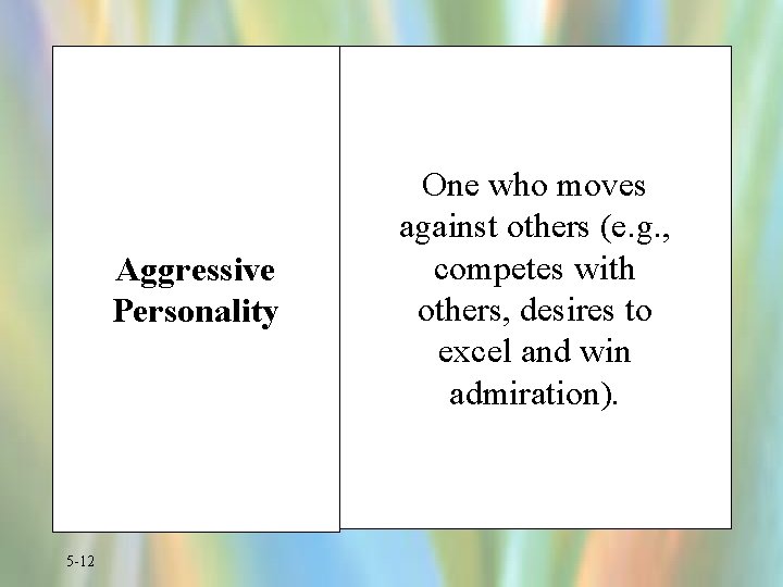 Aggressive Personality 5 -12 One who moves against others (e. g. , competes with