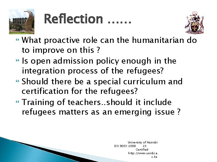 Reflection …… What proactive role can the humanitarian do to improve on this ?