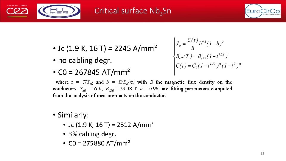 Critical surface Nb 3 Sn • Jc (1. 9 K, 16 T) = 2245