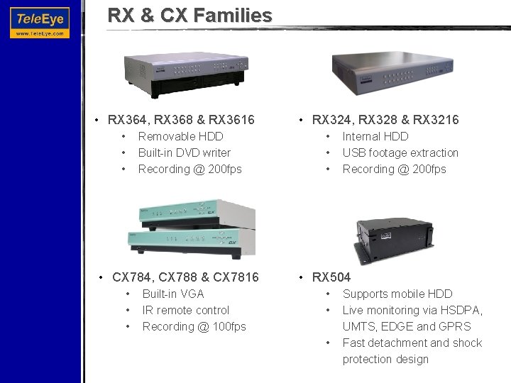 RX & CX Families • RX 364, RX 368 & RX 3616 • •