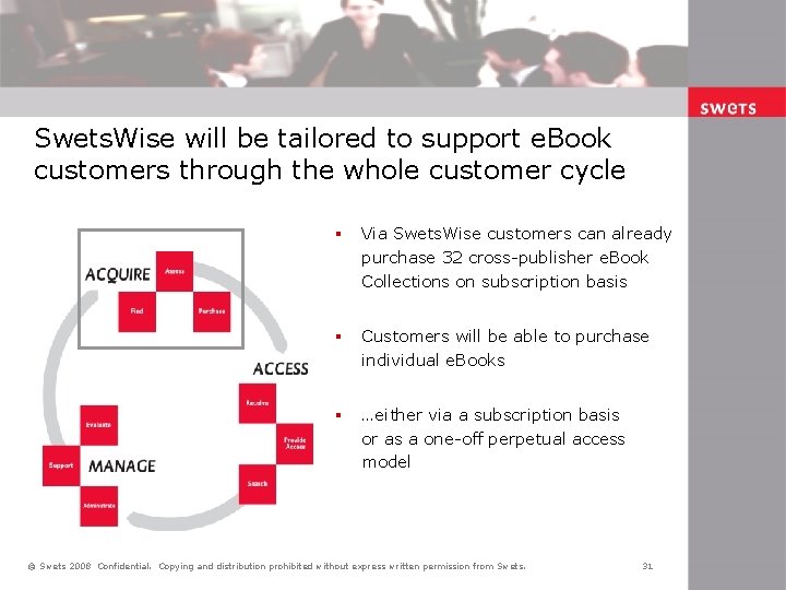 Swets. Wise will be tailored to support e. Book customers through the whole customer