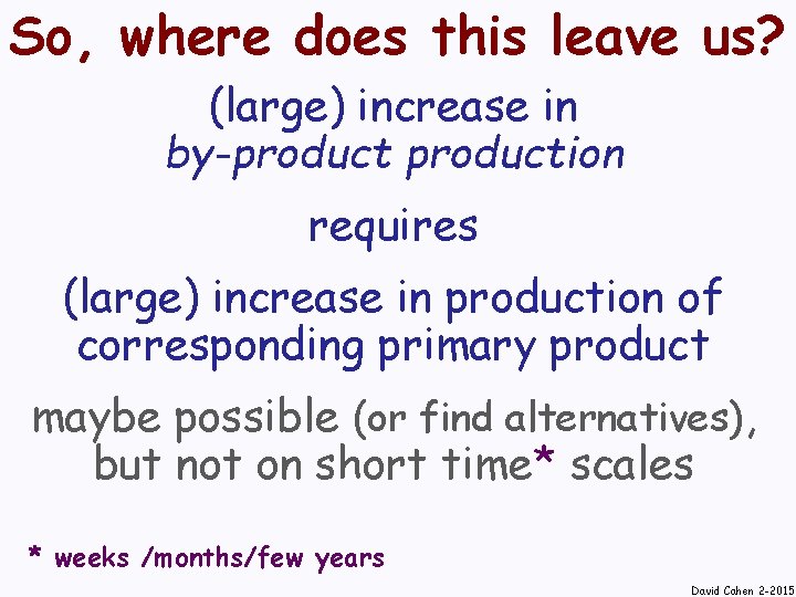 So, where does this leave us? (large) increase in by-production requires (large) increase in