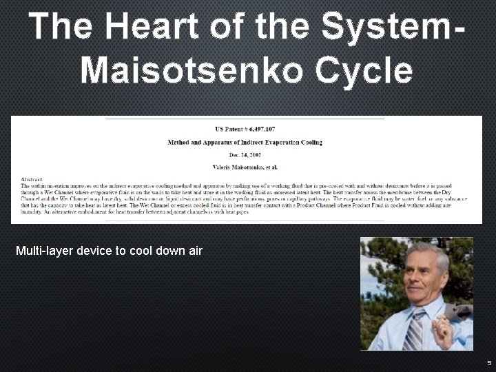 The Heart of the System. Maisotsenko Cycle Multi-layer device to cool down air 9