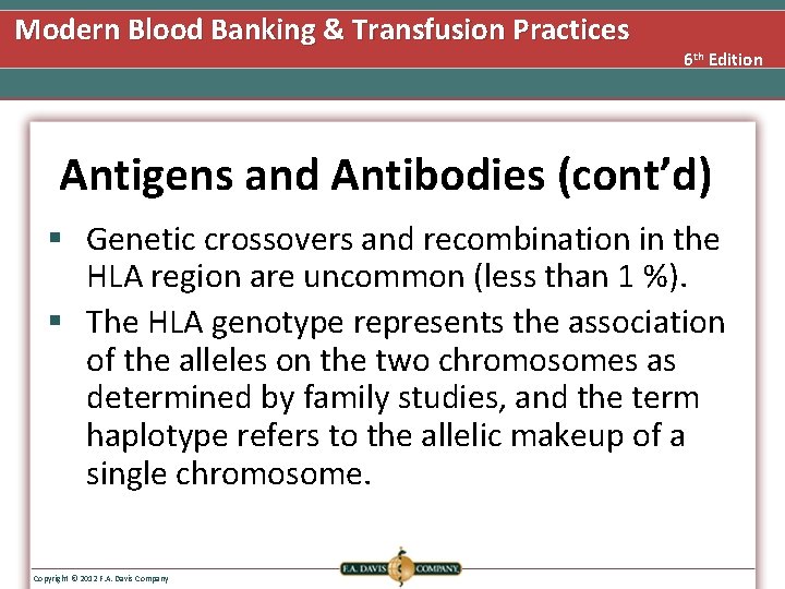 Modern Blood Banking & Transfusion Practices 6 th Edition Antigens and Antibodies (cont’d) §