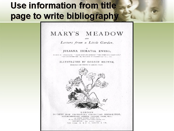 Use information from title page to write bibliography 