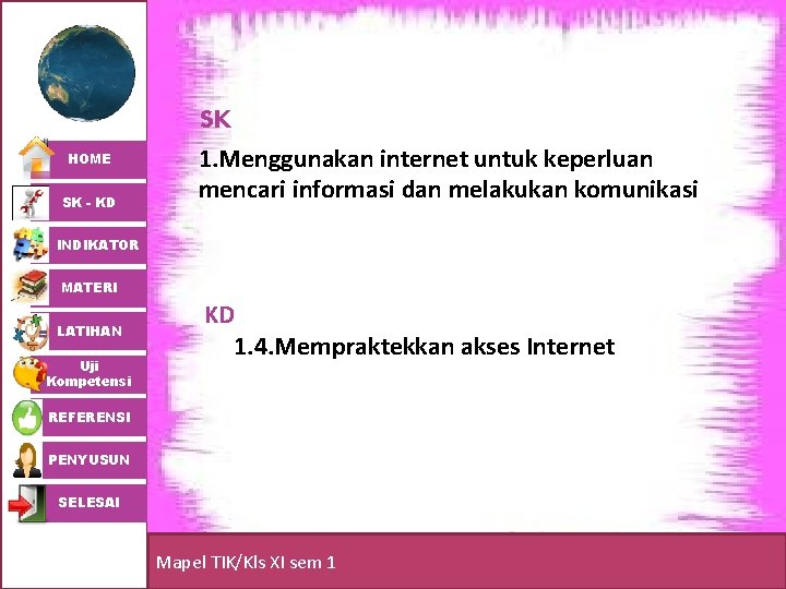 HOME SK - KD SK 1. Menggunakan internet untuk keperluan mencari informasi dan melakukan