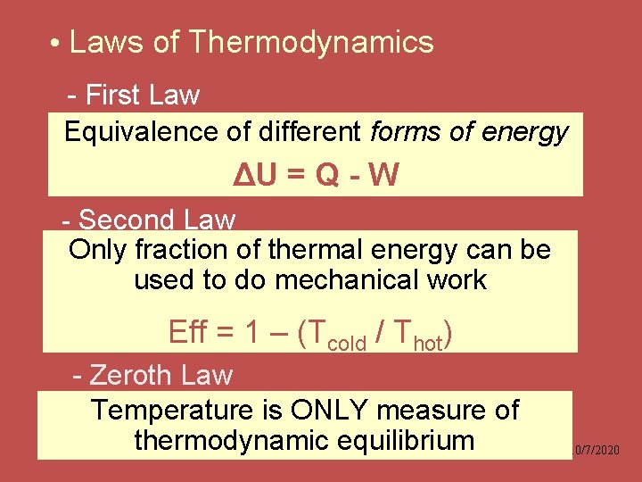  • Laws of Thermodynamics - First Law Equivalence of different forms of energy