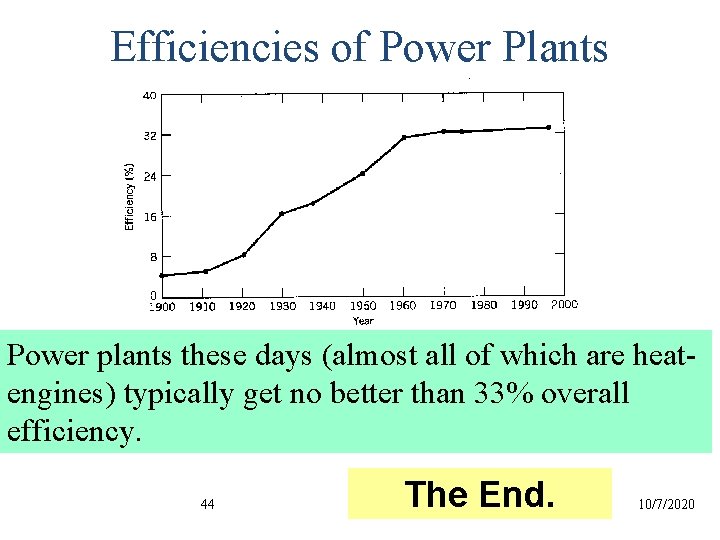 Efficiencies of Power Plants Power plants these days (almost all of which are heatengines)