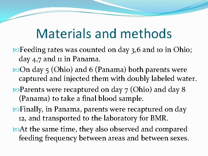 Materials and methods Feeding rates was counted on day 3, 6 and 10 in Materials and methods Feeding rates was counted on day 3, 6 and 10 in