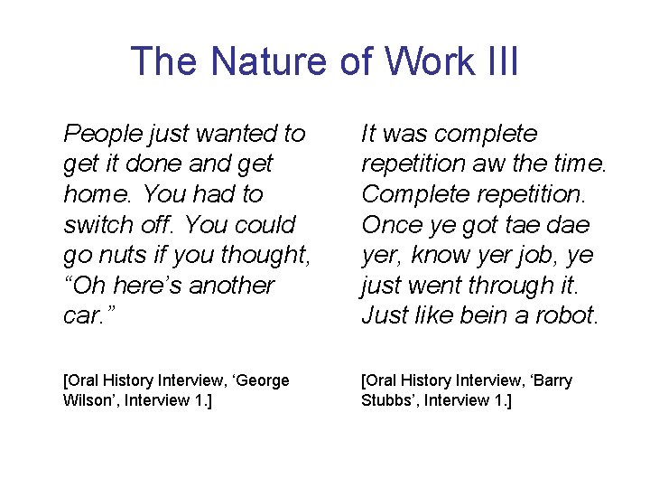 The Nature of Work III People just wanted to get it done and get