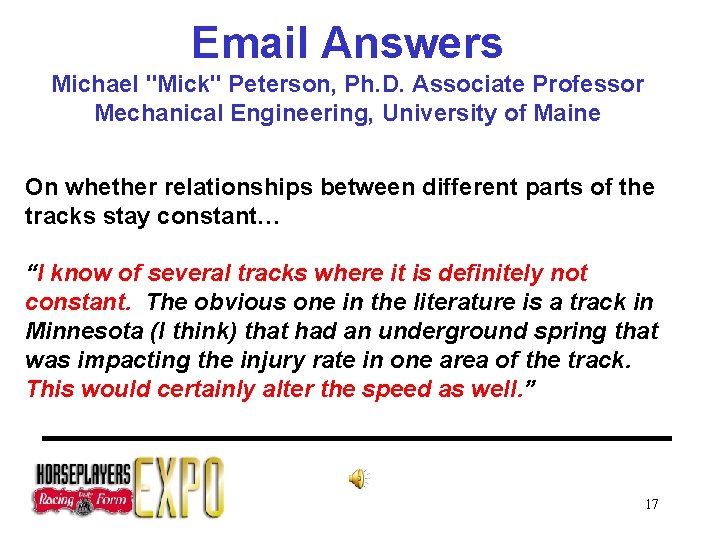 Email Answers Michael "Mick" Peterson, Ph. D. Associate Professor Mechanical Engineering, University of Maine