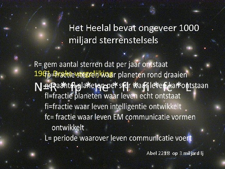 Het Heelal bevat ongeveer 1000 miljard sterrenstelsels Abel 2218 op 3 miljard lj 