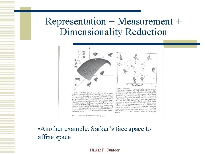 Representation = Measurement + Dimensionality Reduction • Another example: Sarkar’s face space to affine