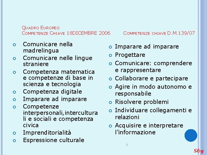 QUADRO EUROPEO COMPETENZE CHIAVE 18 DICEMBRE 2006 Comunicare nella madrelingua Comunicare nelle lingue straniere