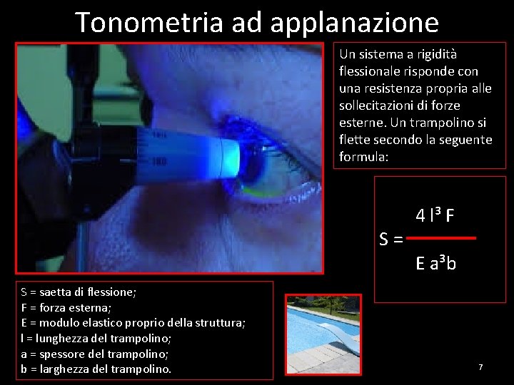 Tonometria ad applanazione Un sistema a rigidità flessionale risponde con una resistenza propria alle