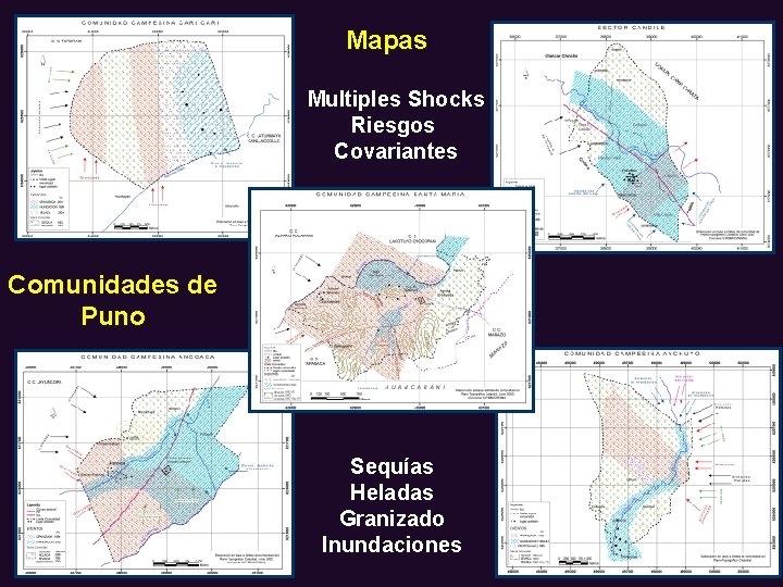 Mapas Multiples Shocks Riesgos Covariantes Comunidades de Puno Sequías Heladas Granizado Inundaciones 