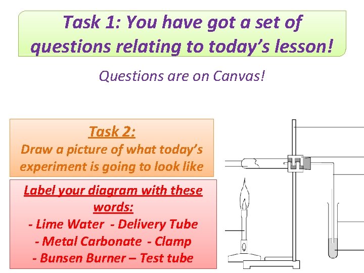 Task 1: You have got a set of questions relating to today’s lesson! Questions