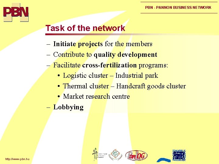 PBN - PANNON BUSINESS NETWORK Task of the network – Initiate projects for the