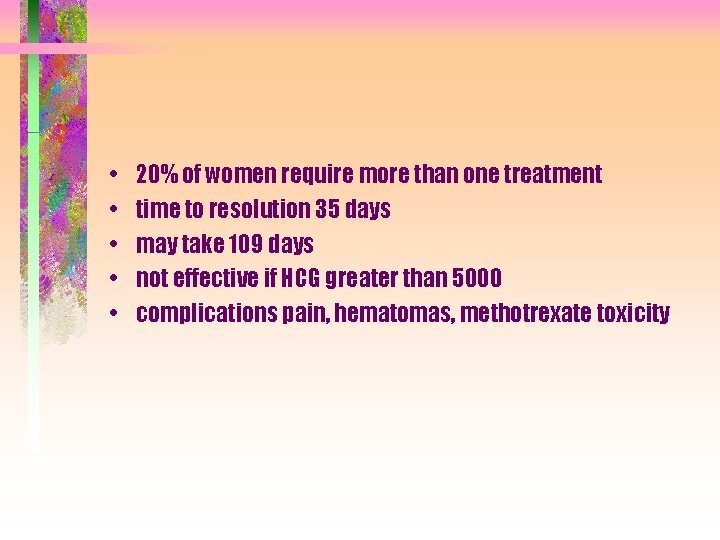  • • • 20% of women require more than one treatment time to