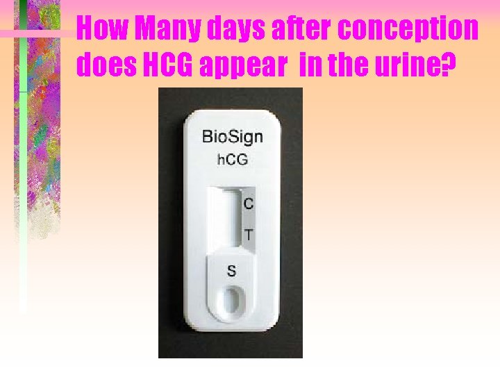 How Many days after conception does HCG appear in the urine? 
