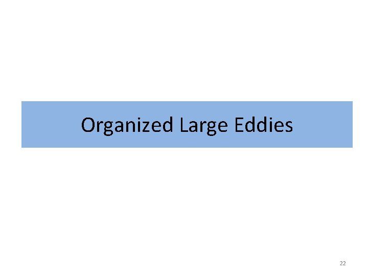 Organized Large Eddies 22 