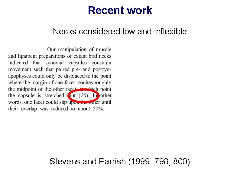 Recent work Necks considered low and inflexible Stevens and Parrish (1999: 798, 800) 