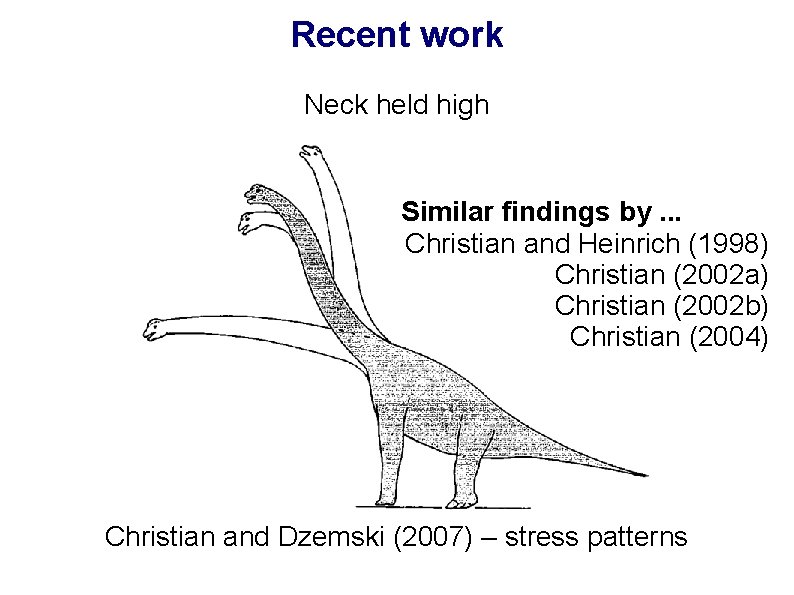 Recent work Neck held high Similar findings by. . . Christian and Heinrich (1998)