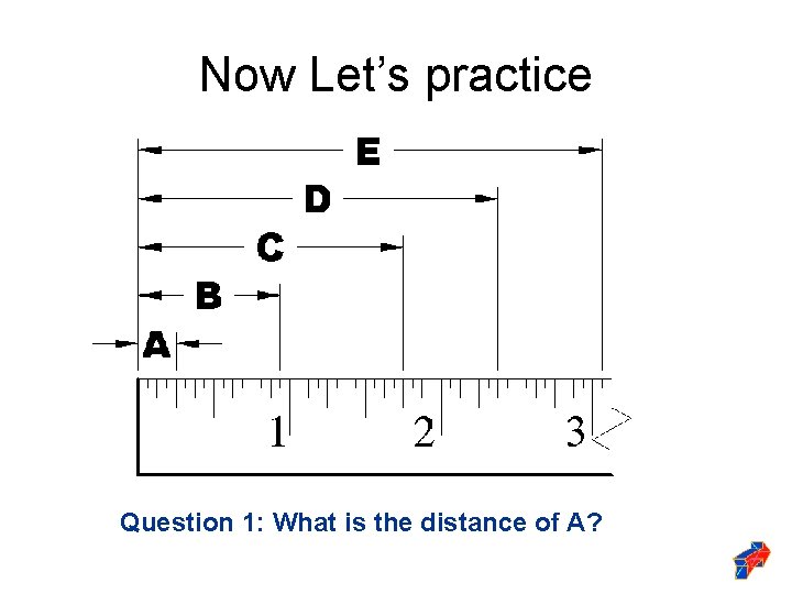 Now Let’s practice Question 1: What is the distance of A? 