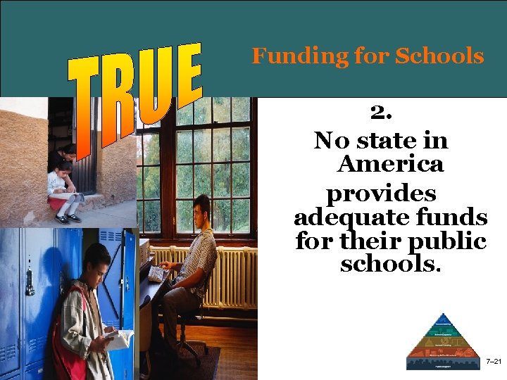 Fundingfor for. Schools 2. No state in America provides adequate funds for their public