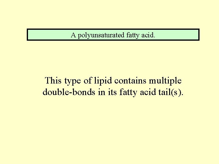 A polyunsaturated fatty acid. This type of lipid contains multiple double-bonds in its fatty