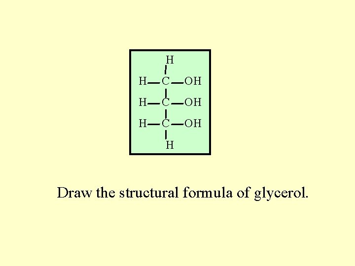 H H C OH H Draw the structural formula of glycerol. 