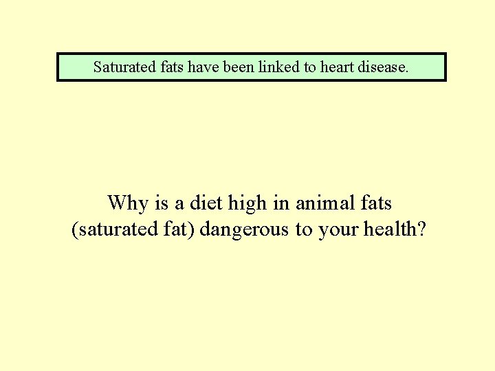 Saturated fats have been linked to heart disease. Why is a diet high in