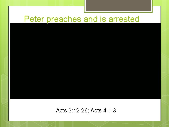 Peter preaches and is arrested Acts 3: 12 -26; Acts 4: 1 -3 