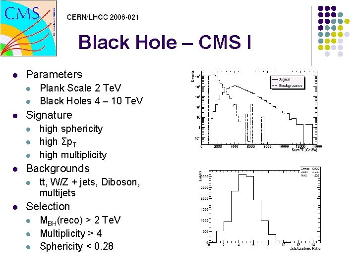 Black Hole – CMS I l Parameters l l l Signature l l high