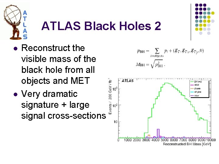 ATLAS Black Holes 2 l l Reconstruct the visible mass of the black hole