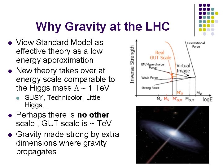 Why Gravity at the LHC l l View Standard Model as effective theory as